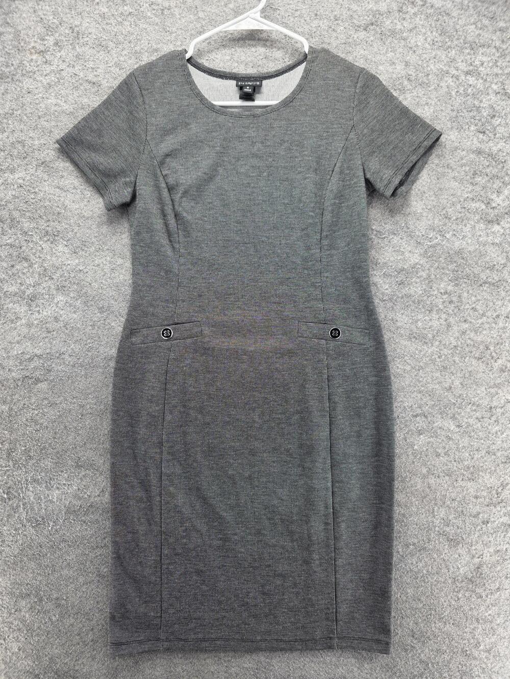 En Focus Studio Dress Womens 6 Gray Knee Length Pencil Short Sleeve Round Neck